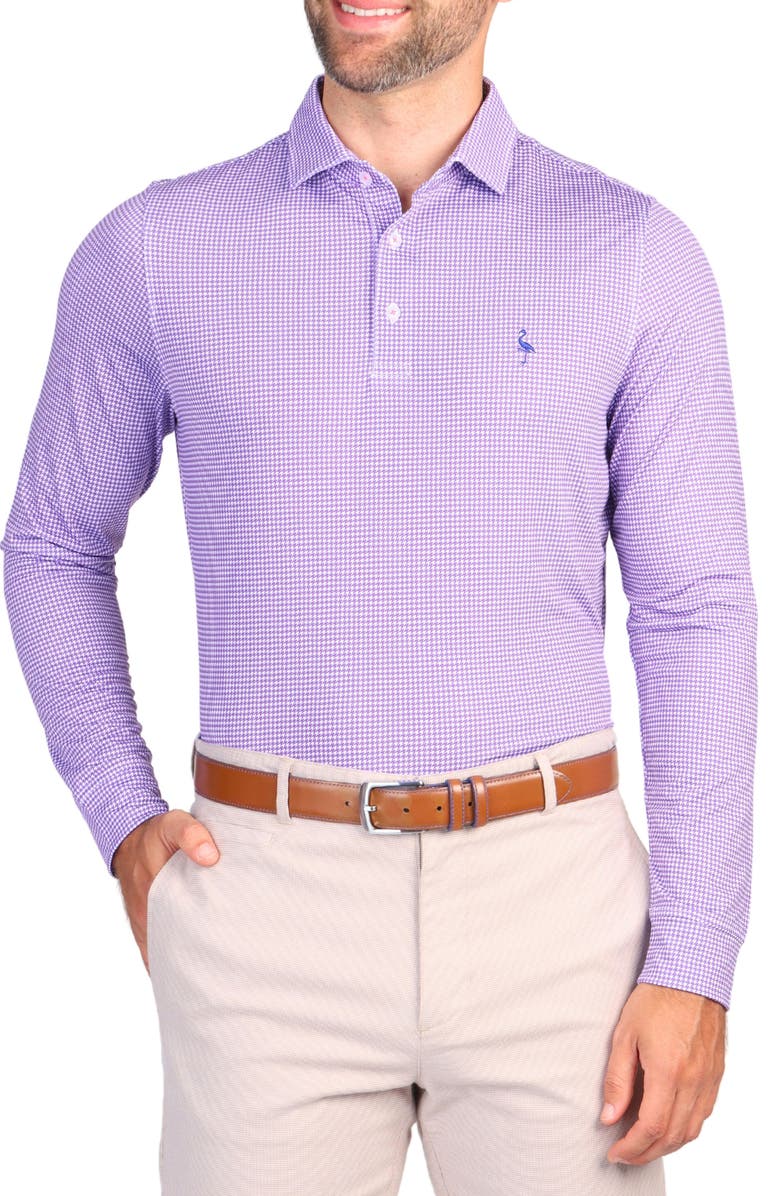 TailorByrd Houndstooth Print Performance Polo, Alternate, color, Purple
