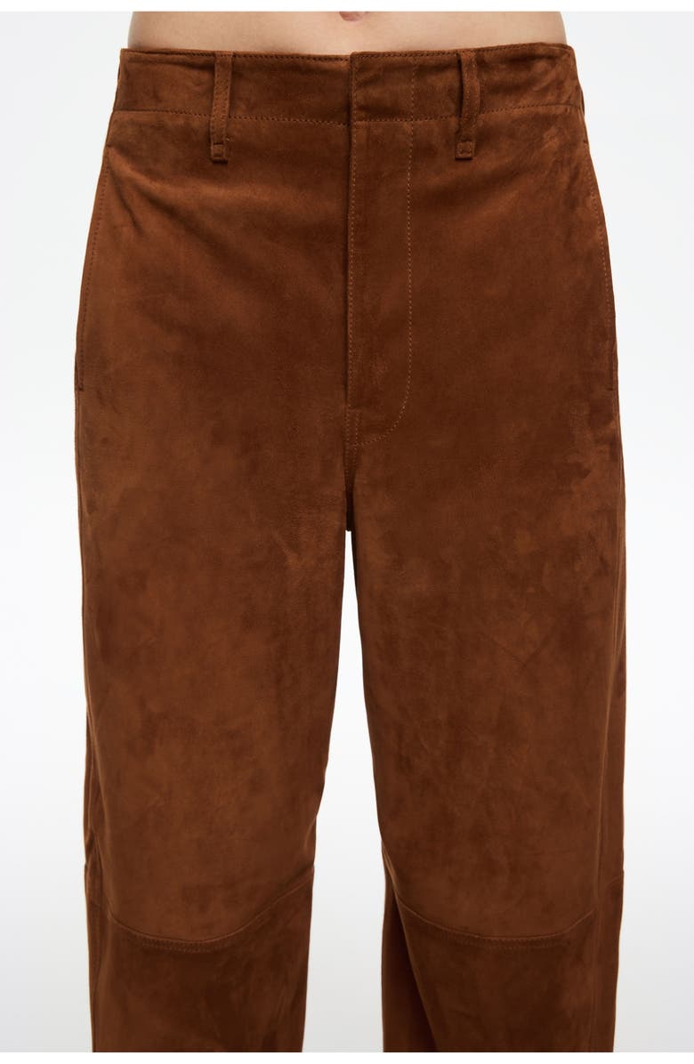 Bimba y Lola Leather Barrel Leg Trousers, Alternate, color, Caramel