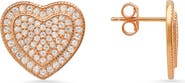 Queen Jewels Sterling Silver CZ Pavé Heart Stud Earrings