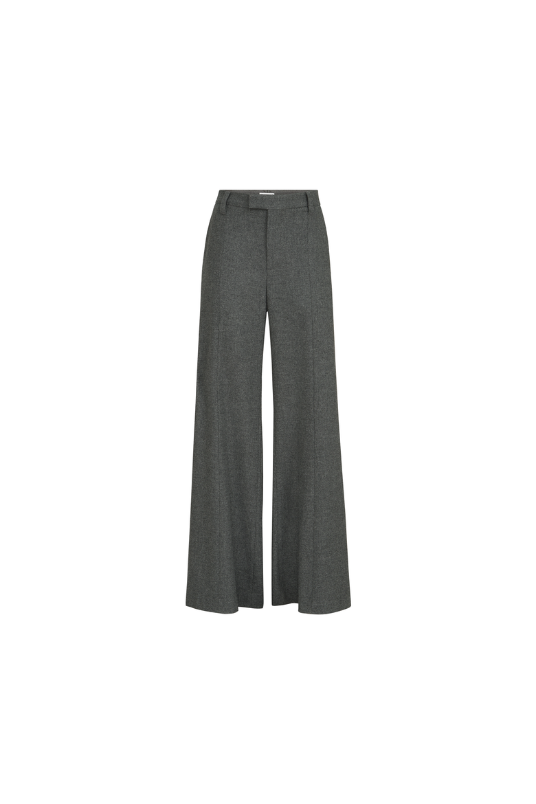 Virgin wool and cashmere twill flannel wide flare trousers with monili, Alternate, color, Dark Grey