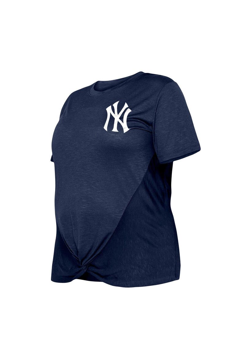 Women's New Era Navy New York Yankees Plus Size Two-Hit Front Knot T-Shirt, Alternate, color, Navy