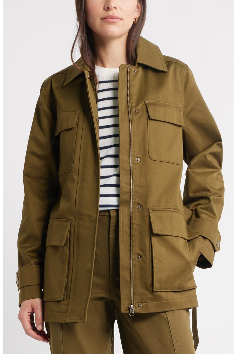 Utility Cotton Trench Coat, Main, color, OLIVE DARK