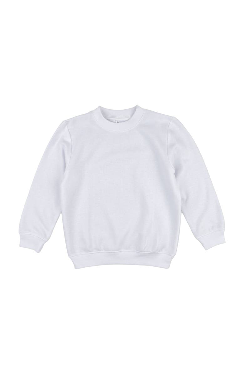 Leveret Kids Pullover Sweatshirt, Long Sleeve, Solid Colors, Alternate, color, White