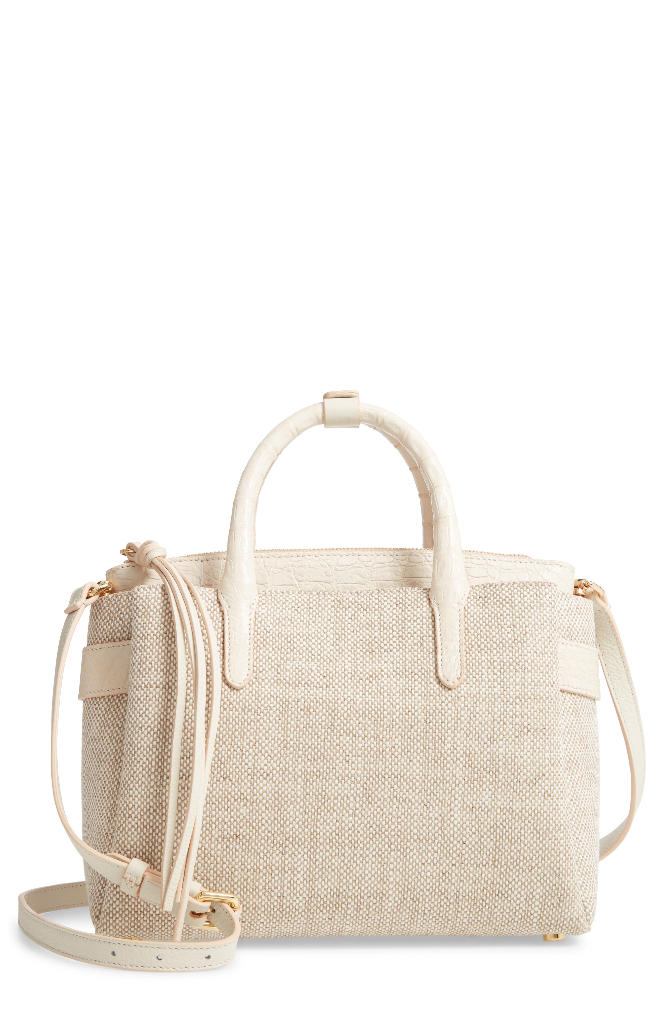 Nancy Gonzalez Medium Cristie Linen & Genuine Crocodile Tote, Main, color, 
