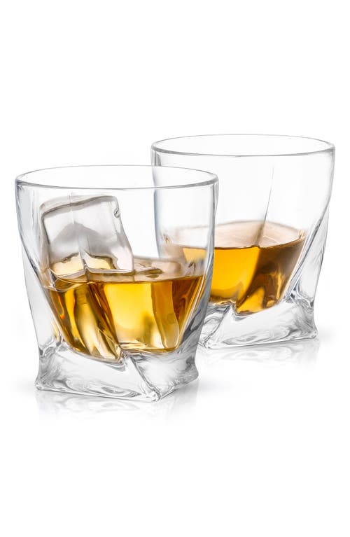 Joyjolt Set Of 2 Atlas Crystal Double Old Fashioned Glasses In Clear
