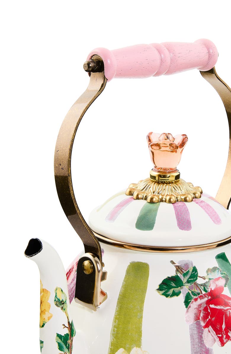MACKENZIE CHILDS Garden Gala Enameled Steel 2-Quart Tea Kettle, Alternate, color, Pink