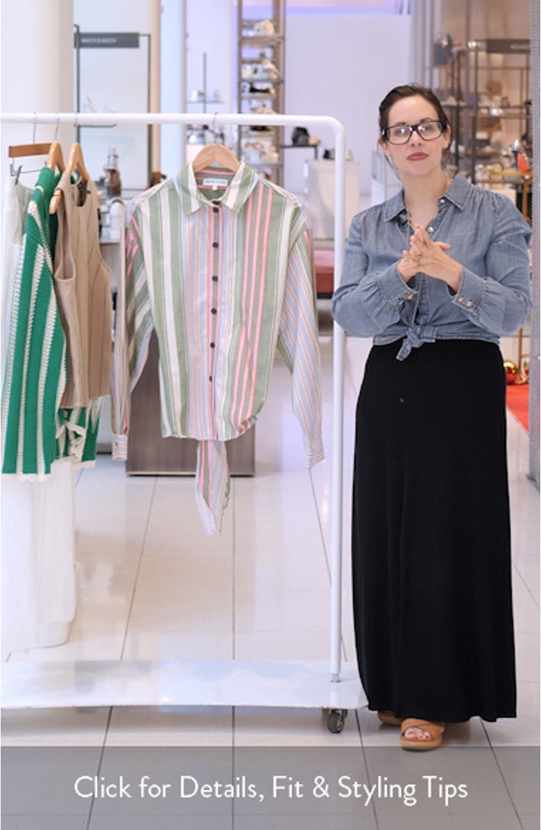 Mixed Stripe Tie Back Organic Cotton Button-Up Shirt, sales video thumbnail