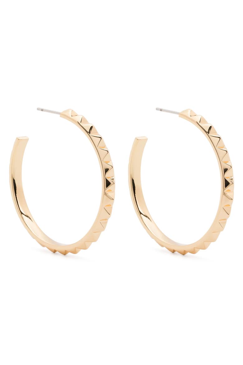 Pyramid Hoop Earrings, Alternate, color, GOLD