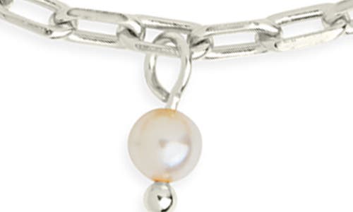 Sterling Forever Beverly Freshwater Pearl Charm Anklet In Silver