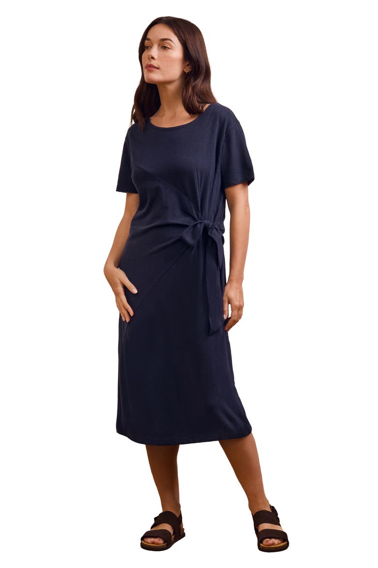 Knot Detail Jersey Dress, Main, color, Navy