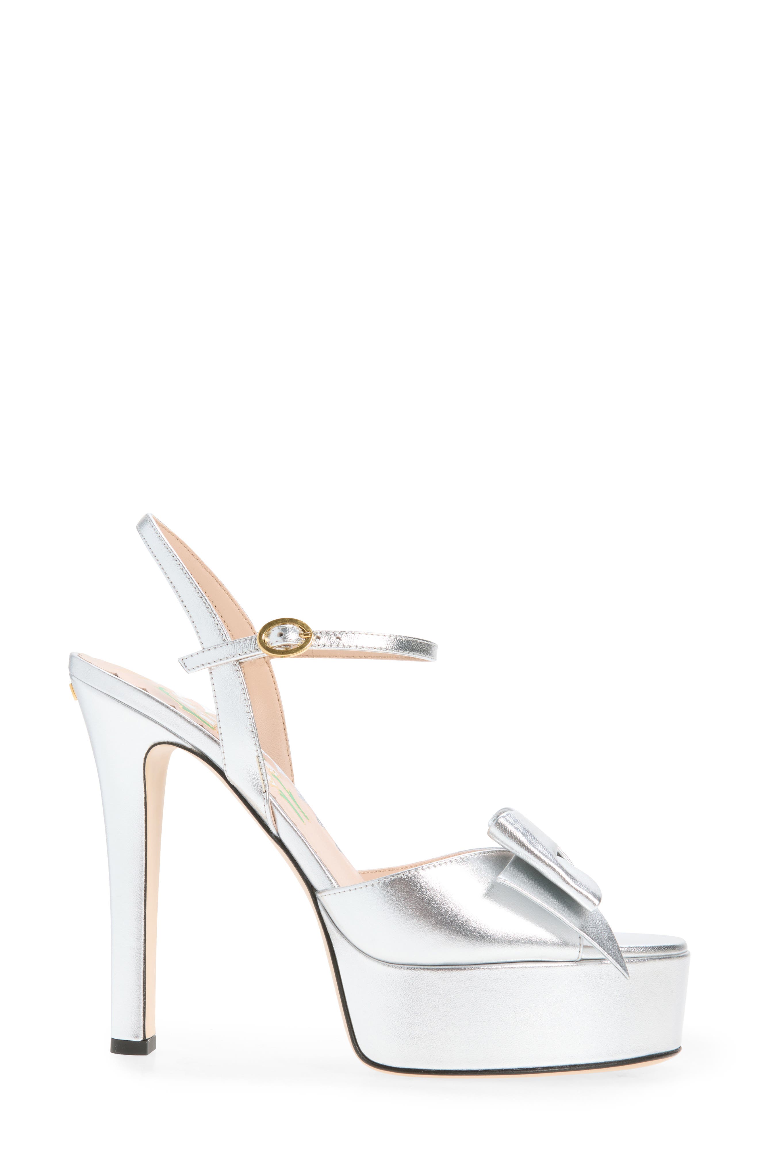 Valentino Bowow Platform Sandal, Alternate, color, Silver