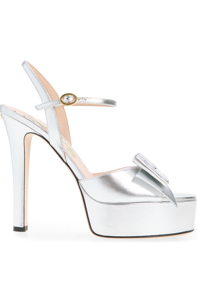 Valentino Bowow Platform Sandal, Alternate, color, Silver