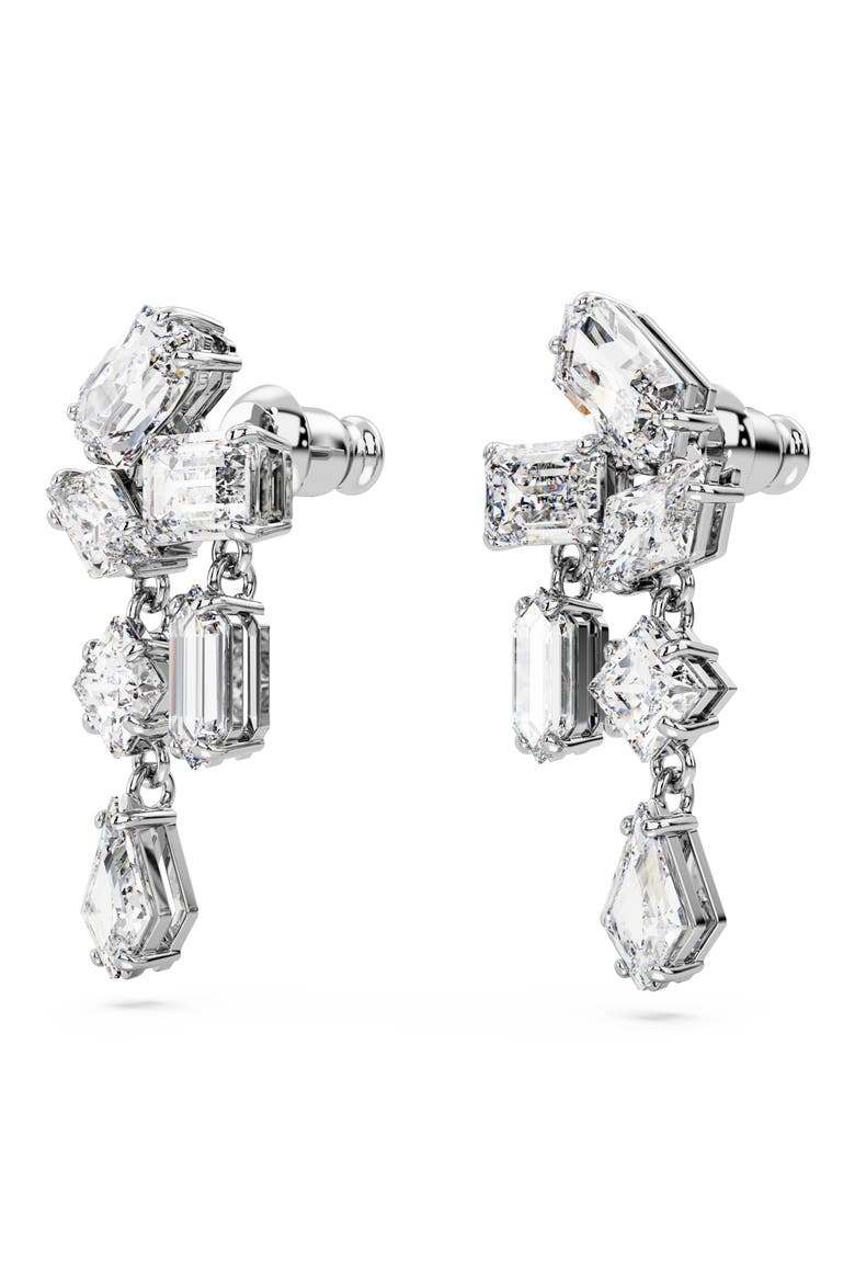 Mesmera Mixed Crystal Drop Earrings, Alternate, color, SILVER
