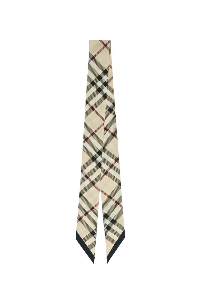 Burberry Skinny Check Silk Scarf, Main, color, Stone