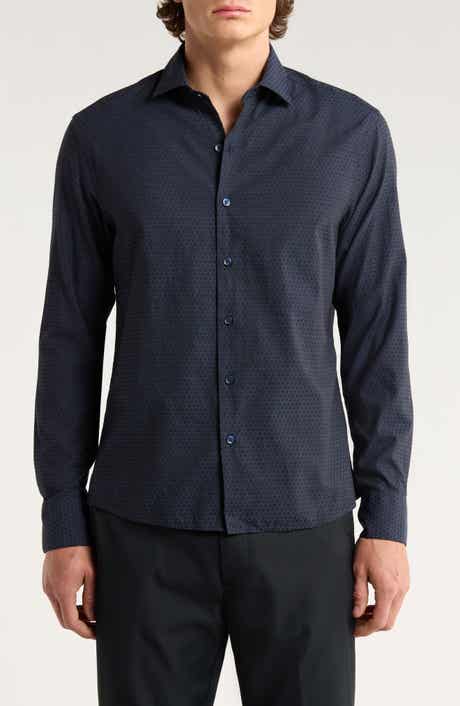 Robert Barakett Clement Dot Jacquard Cotton Button-Up Shirt