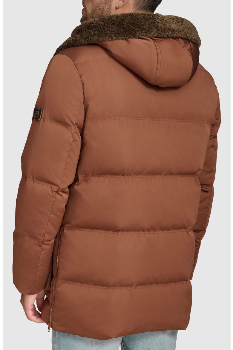 Essential Water Resistant Faux Shearling Lined Down & Feather Insulated Puffer Parka, Alternate, color, COPPER