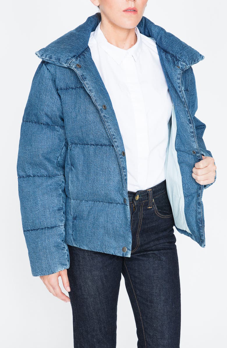 PRPS Denim Down Puffer Jacket, Alternate, color, 