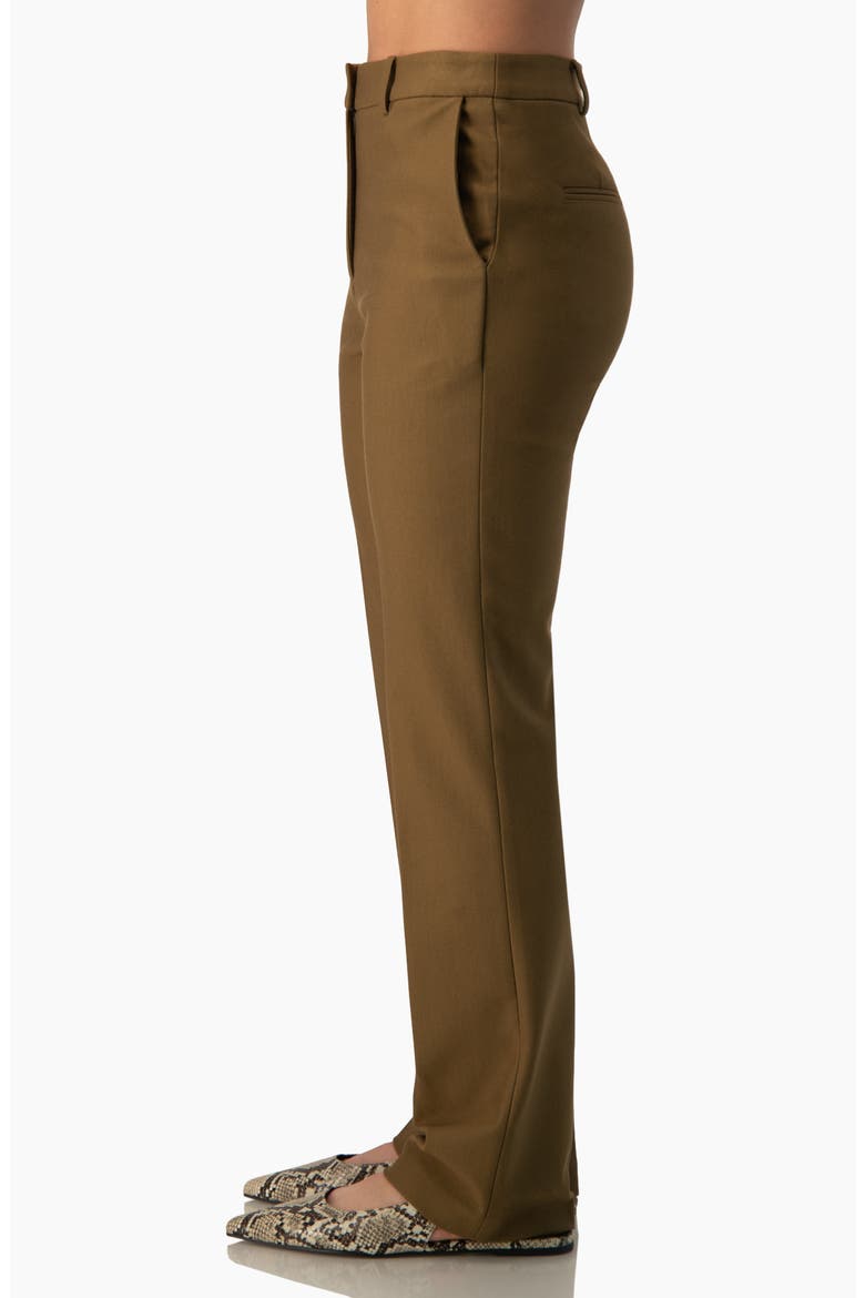 Structured High-Rise Straight-Cut Dress Pants, Alternate, color, Olive Green