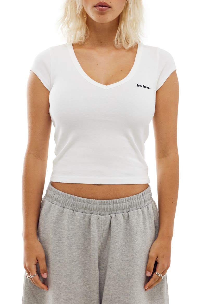 V-Neck Crop T-Shirt, Main, color, WHITE