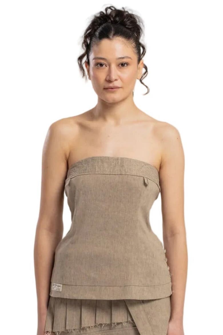 Linen Blend Strap Top, Alternate, color, BEIGE