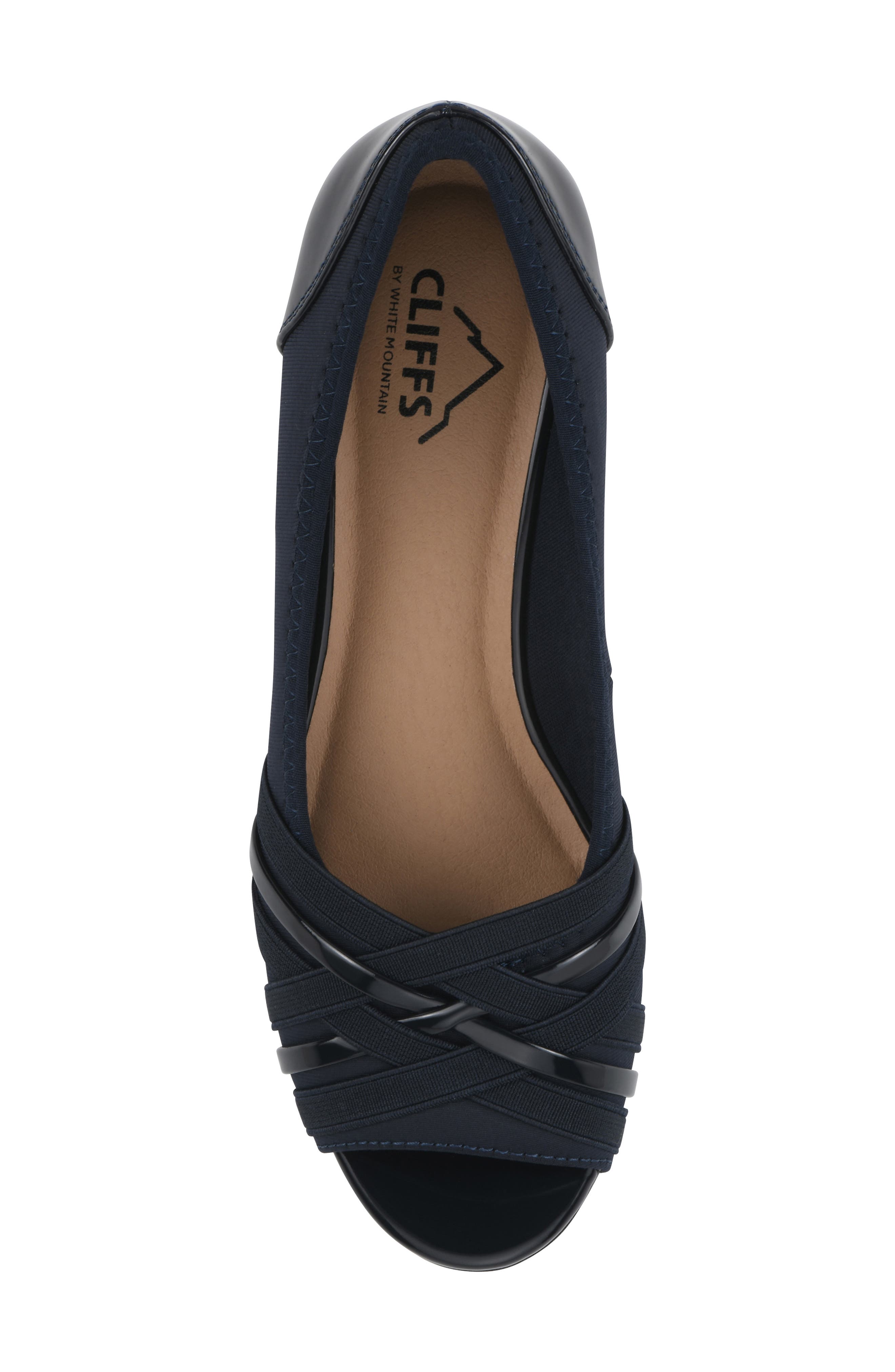 Boldest Wedge Peep Toe Pump, Alternate, color, NAVY/ NYLON