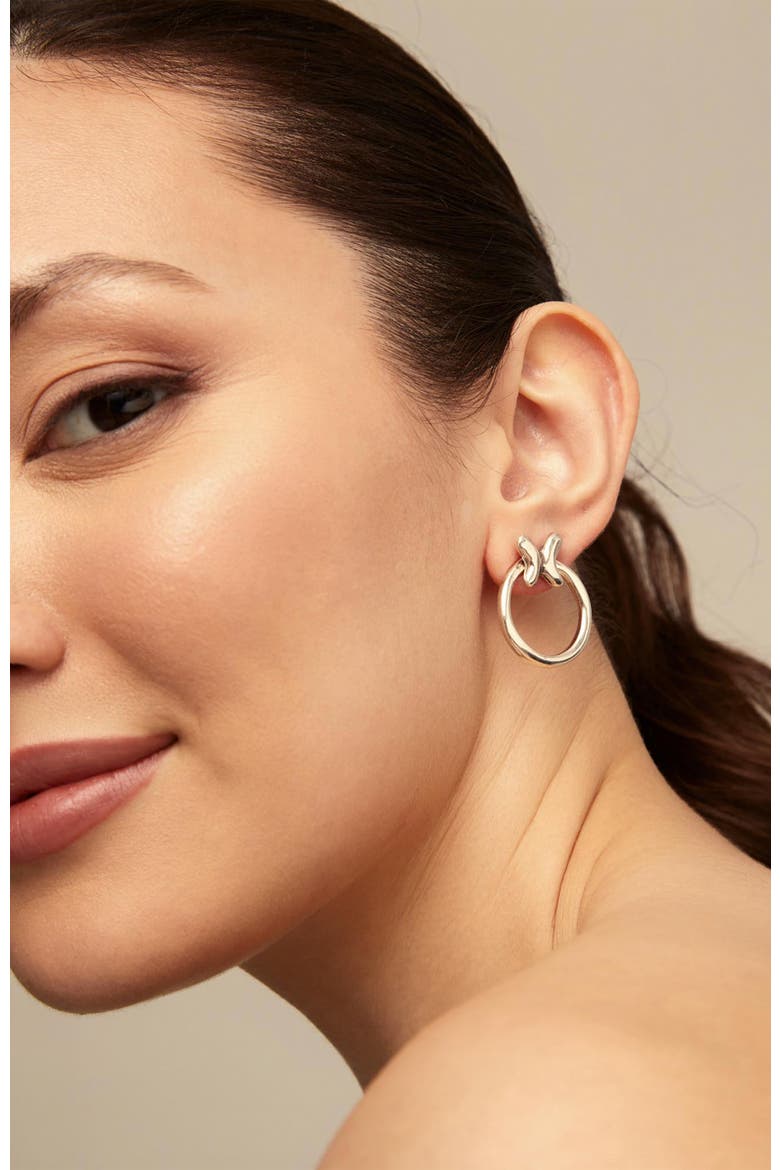 Butterfly Swing Hoops, Alternate, color, Silver