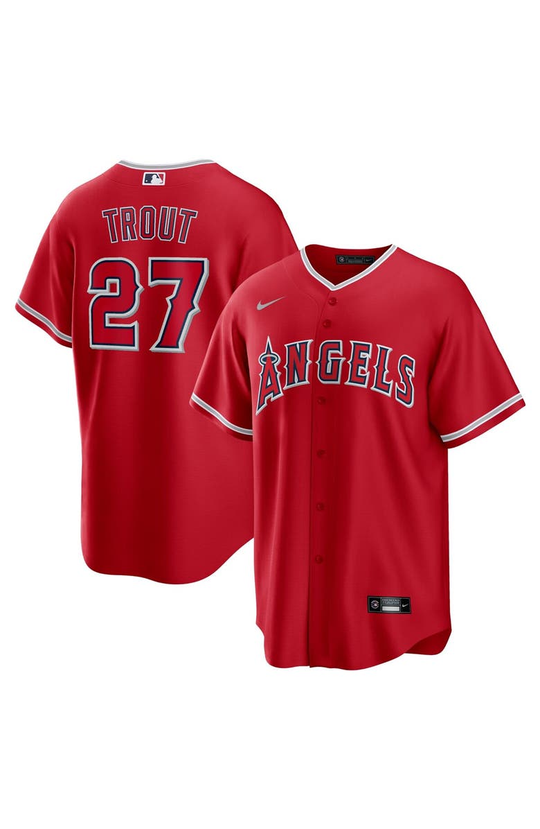 Nike Men's Nike Mike Trout Red Los Angeles Angels Alternate Replica Player Name Jersey, Main, color, 