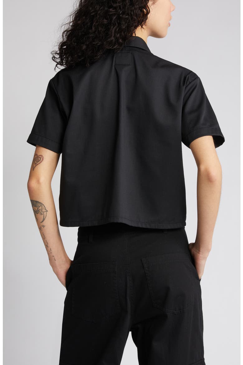 Short Sleeve Crop Work Shirt, Alternate, color, BLACK
