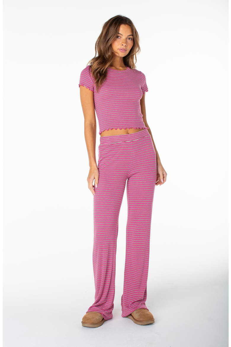Poolside Striped Ribbed Crop T-Shirt, Alternate, color, IBIS ROSE