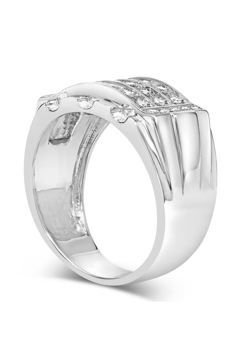 Men's Silver 1/4 Cttw Diamond Three Row Channel Band Ring, Alternate, color, Silver