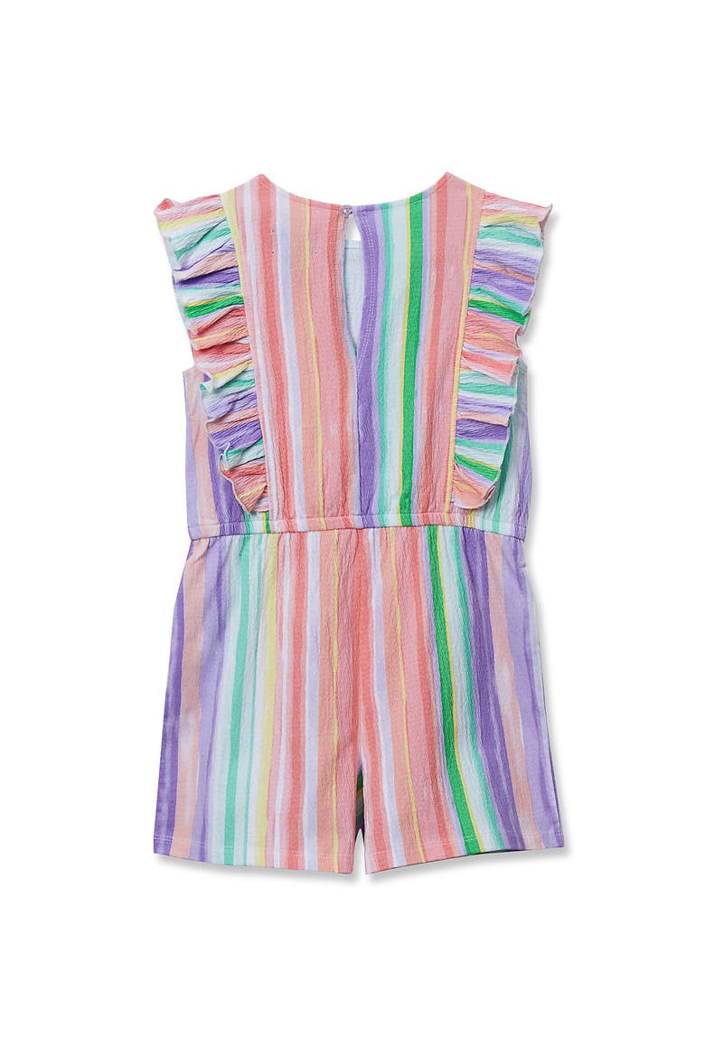 Girls Sleeveless Ruffle Knit Romper, Alternate, color, Watercolor Stripe