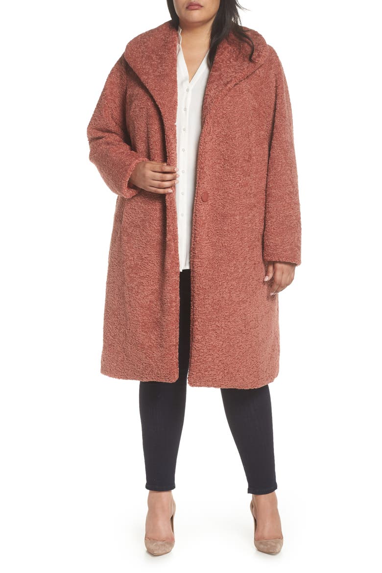 Faux Fur Coat, Main, color, ROSE