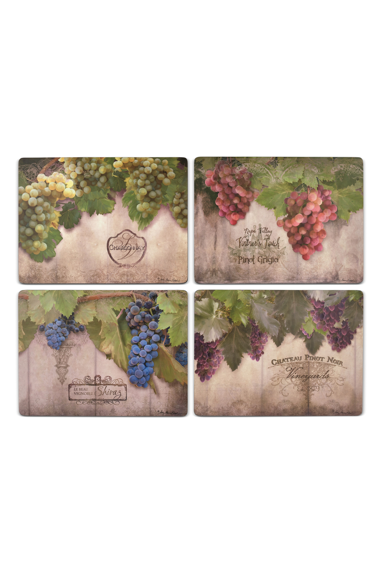 Tuscan Vineyard Set of 4 Cork Back Placemats, Alternate, color, Multi