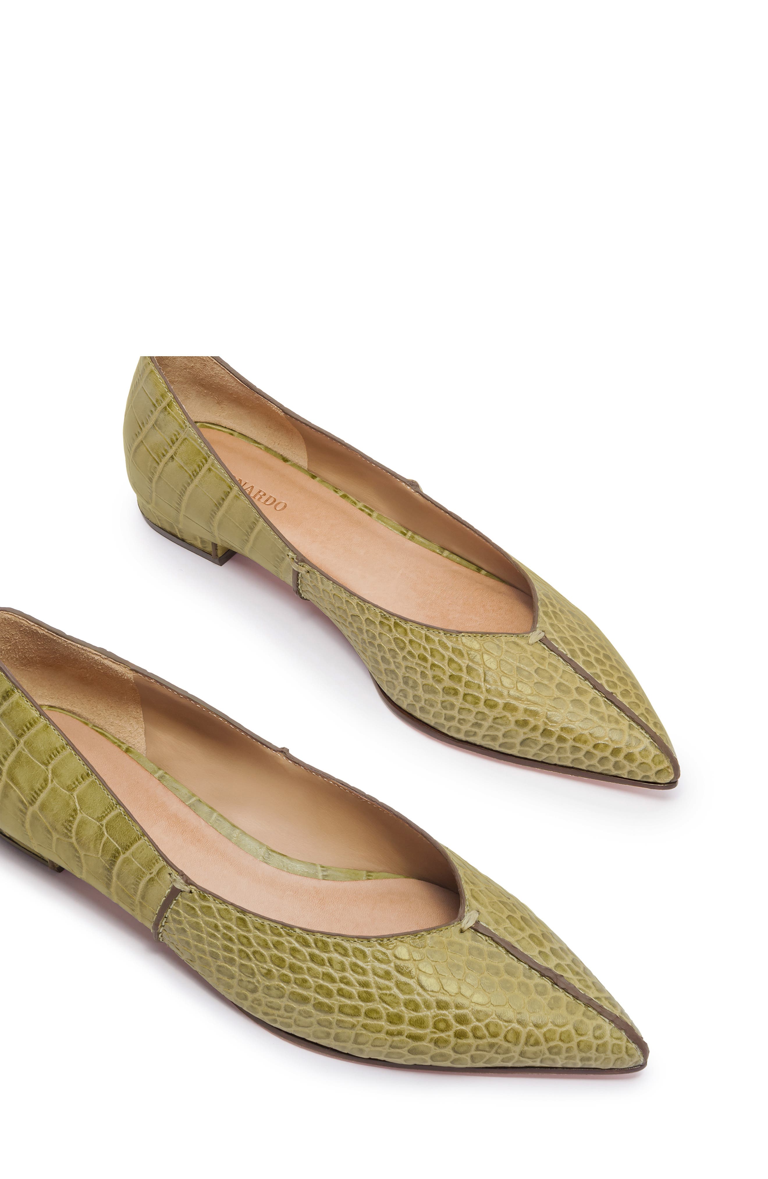 Lana Pointed Toe Flat, Alternate, color, OLIVE CROCO