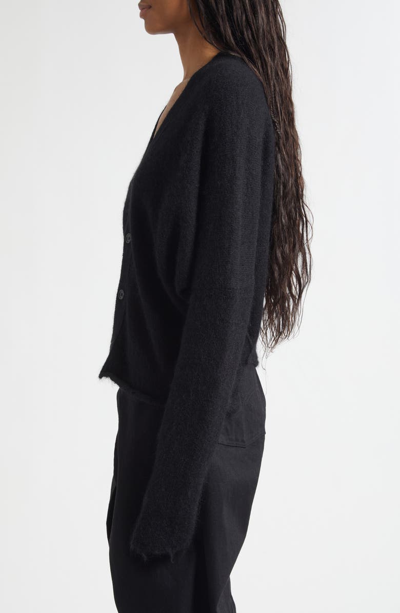 Junya Watanabe Distressed Wool Blend Cardigan, Alternate, color, Black