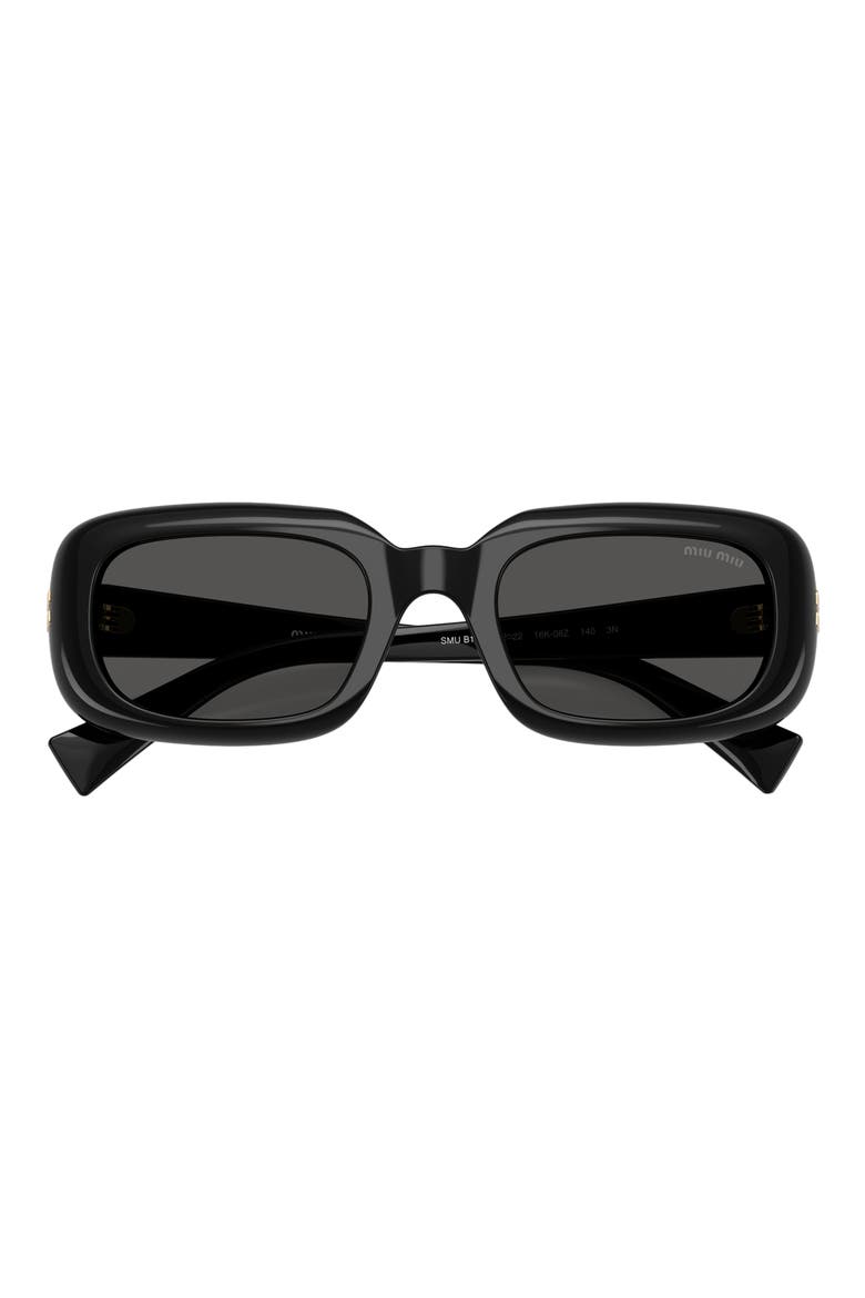 52mm Rectangular Sunglasses, Alternate, color, BLACK / DARK GREY
