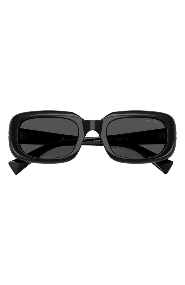 Miu Miu 52mm Rectangular Sunglasses, Alternate, color, Black / Dark Grey