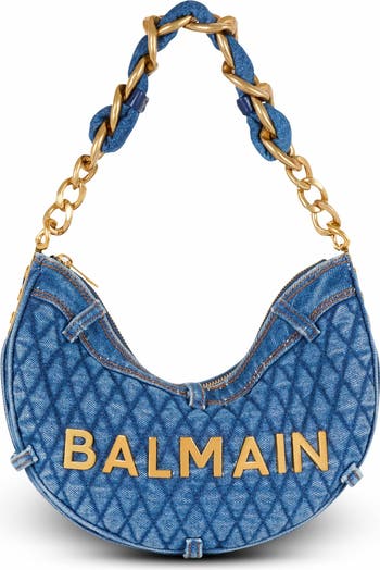 Balmain 1945 Soft Moon bag in diamond-quilted denim | Nordstrom
