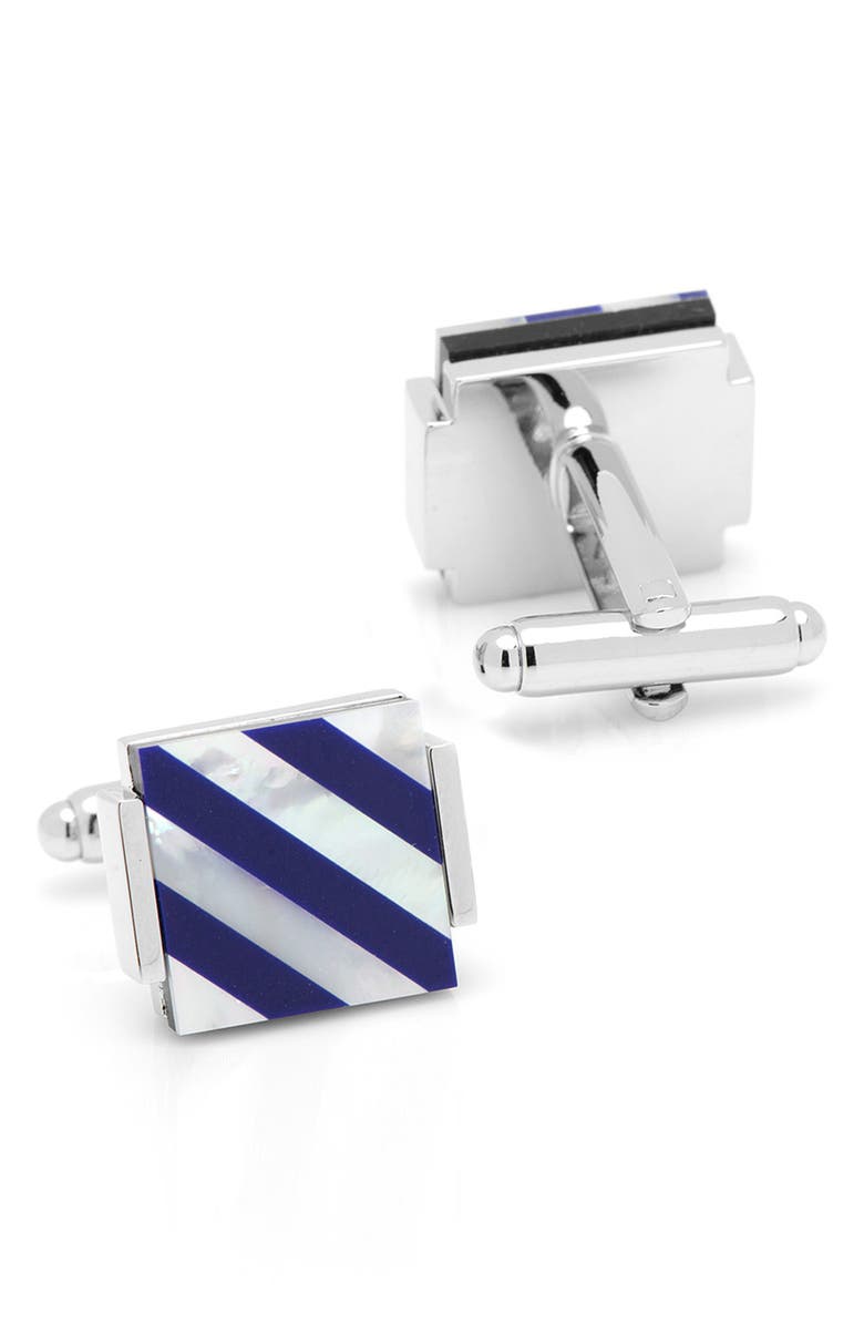 Cufflinks, Inc. Men's 7-Piece Square Mother-of-Pearl Shirt Studs & Cuff Links Set, Alternate, color, Blue