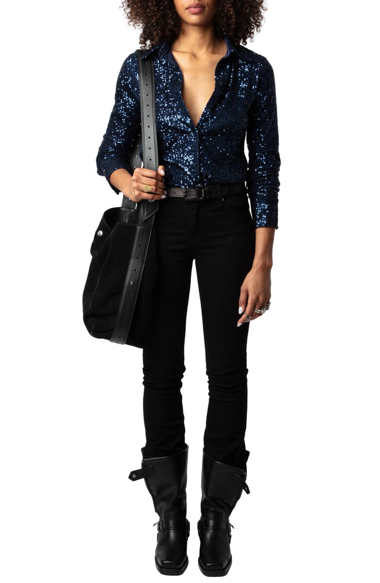 Zadig & Voltaire Tawny Sequin Shirt, Alternate, color,