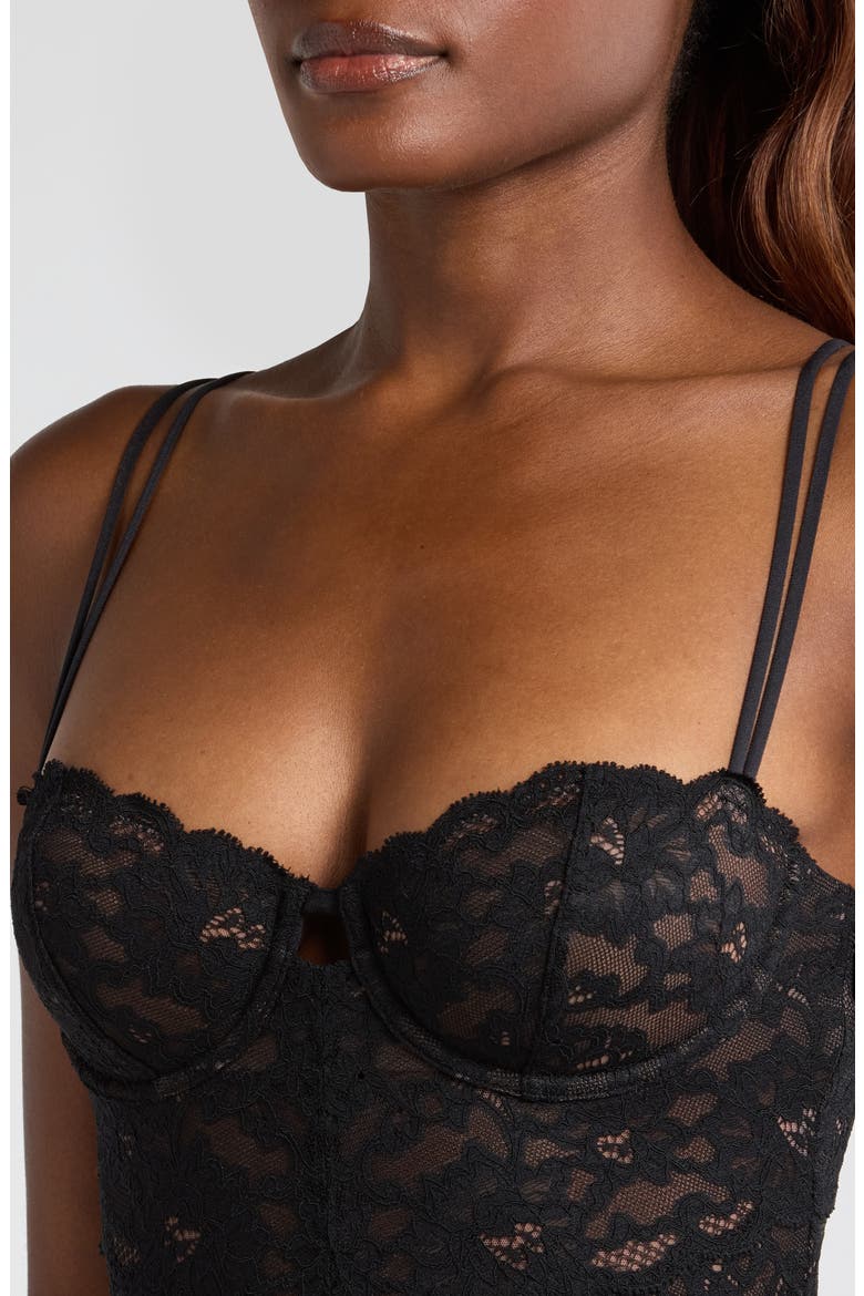 Lace Balconette Bodysuit, Alternate, color, BLACK