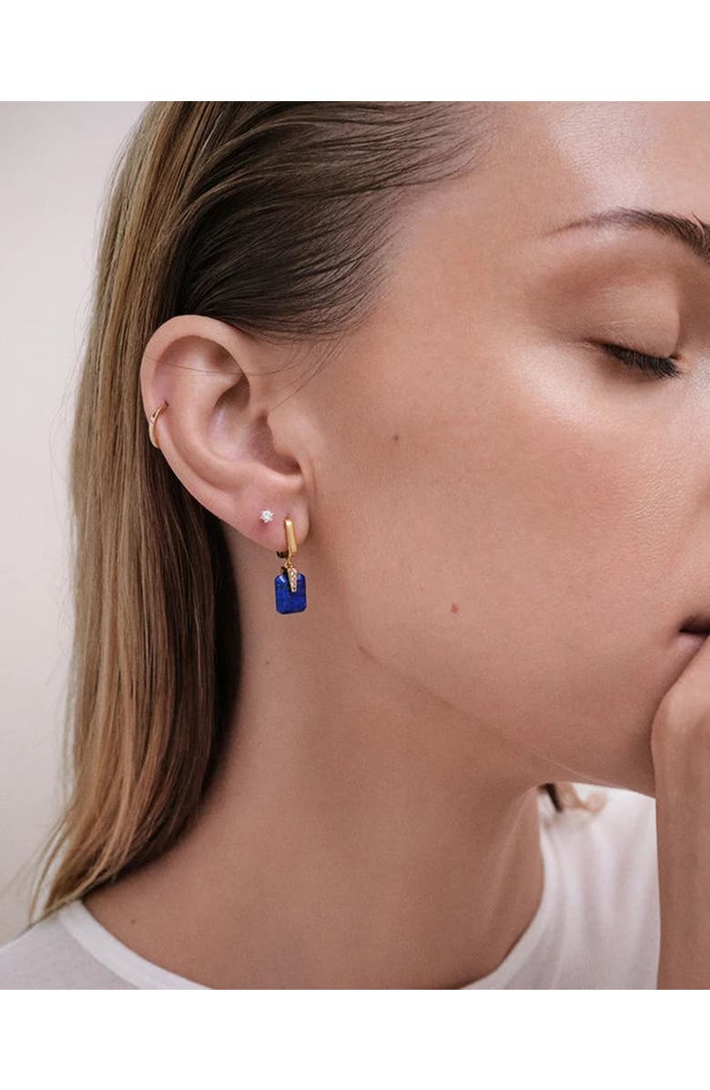 Astley Clarke Gold Deco Lapis Drop Huggies, Alternate, color, Lapis