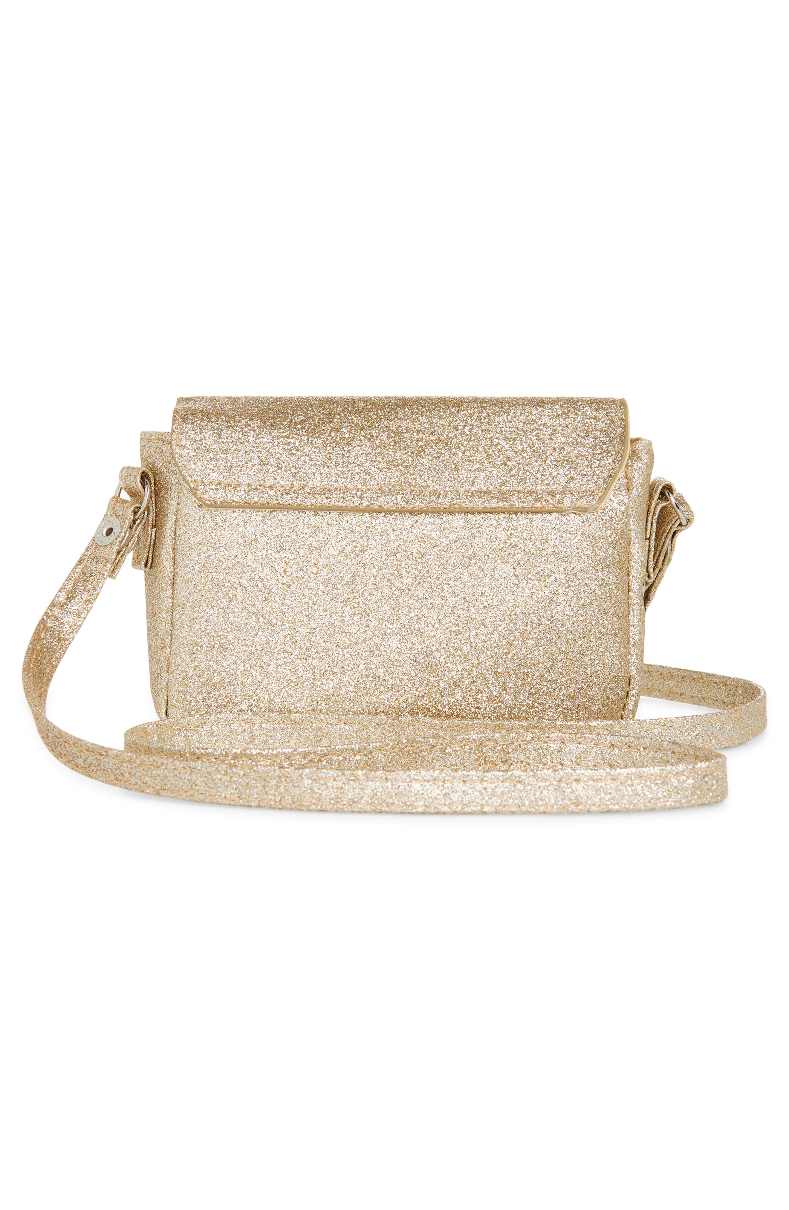 Ruby & Ry Kids' Crystal Bow Glitter Crossbody Bag, Alternate, color, Gold
