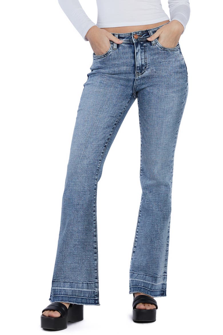 Release Hem Slim Flare Jeans, Main, color, WORLD TRAVELER BLUE