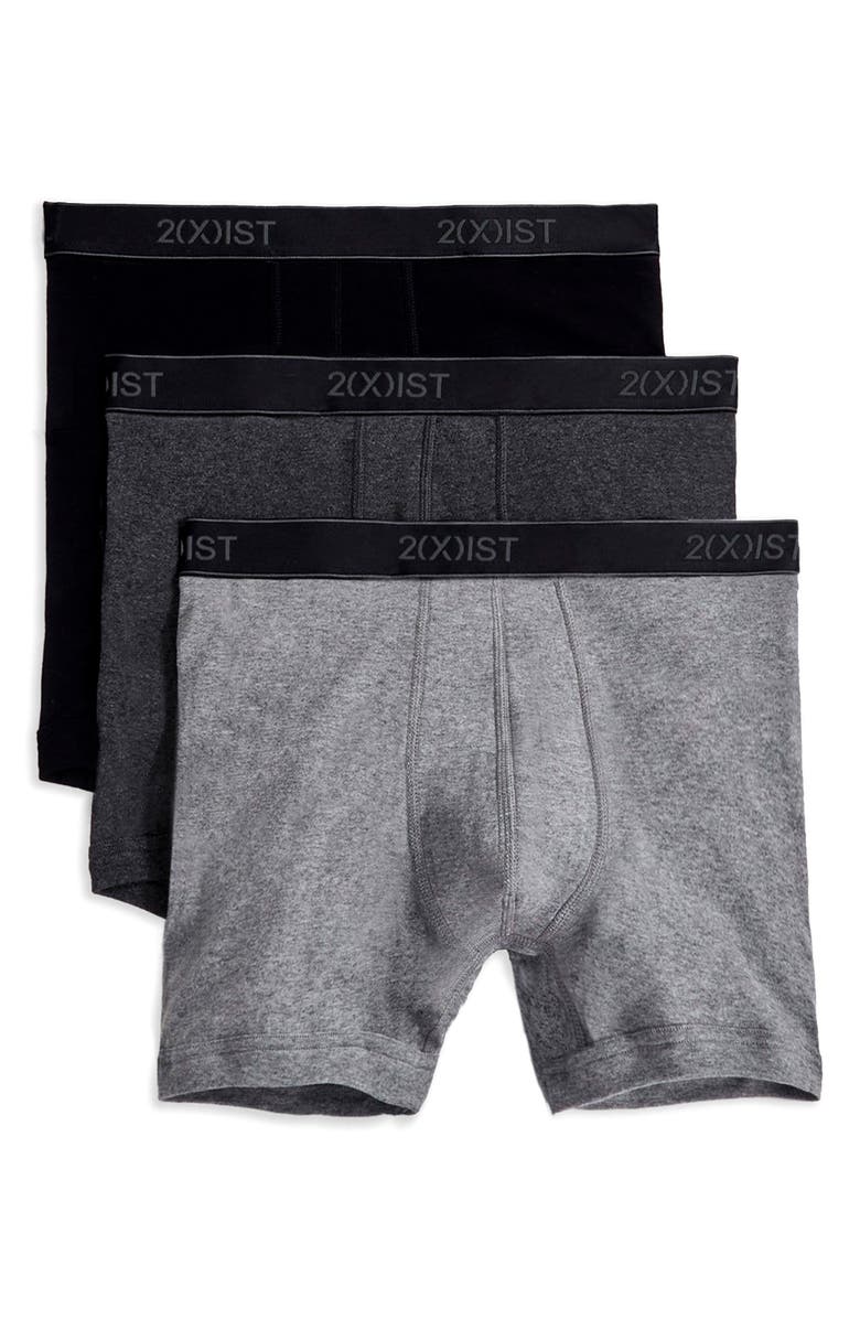 2(x)ist 3-Pack Cotton Boxer Briefs, Main, color, Black/ Grey/ Charcoal
