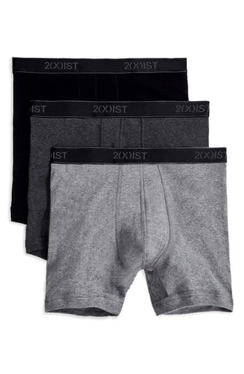 2(x)ist 3-pack Cotton Boxer Briefs In Black/grey/charcoal
