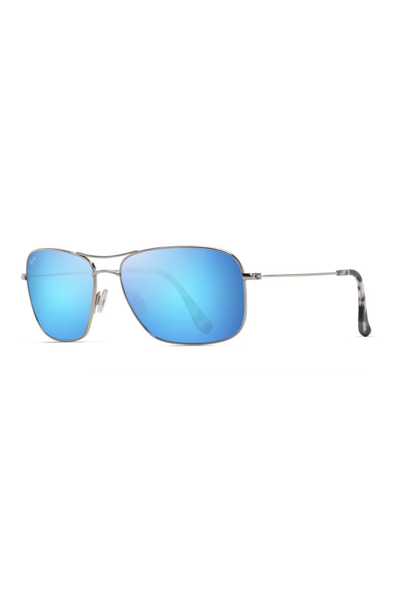 Wiki Wiki 59mm Polarized Aviator Sunglasses, Alternate, color, SILVER/ BLUE HAWAII