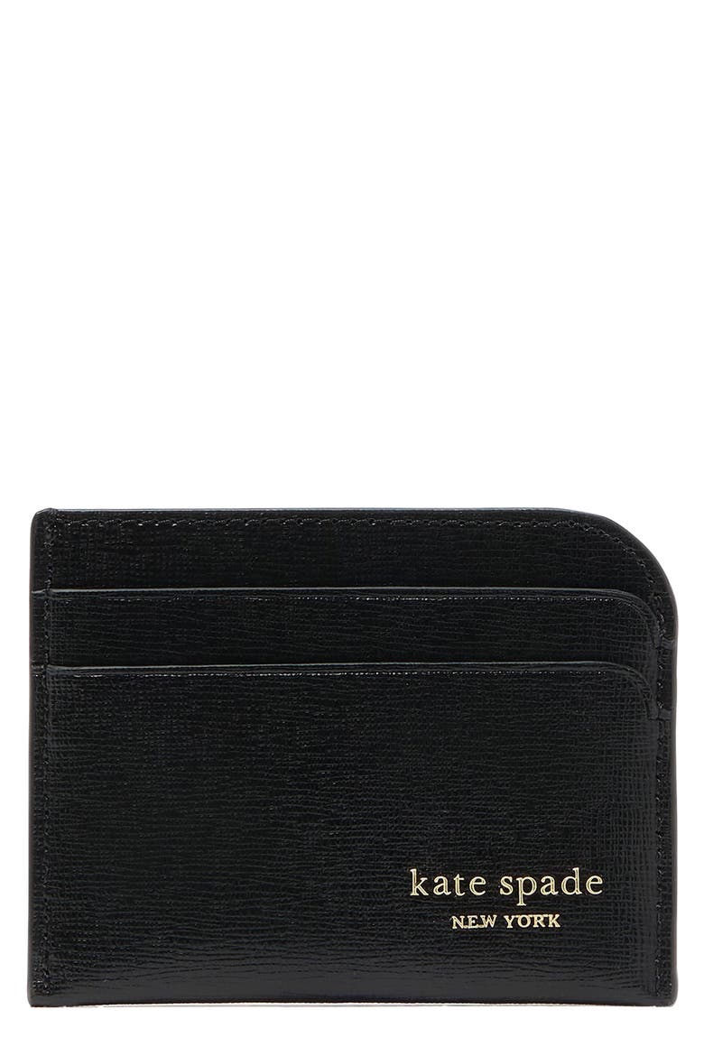devin saffiano leather card holder, Main, color, BLACK