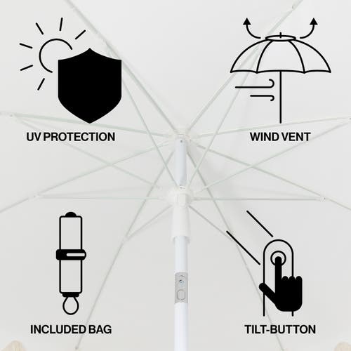 Jonathan Y Mariner 6.5 Ft. Classic Cottage Fringe Tassel Market Beach Umbrella With Push Button Tilt In White