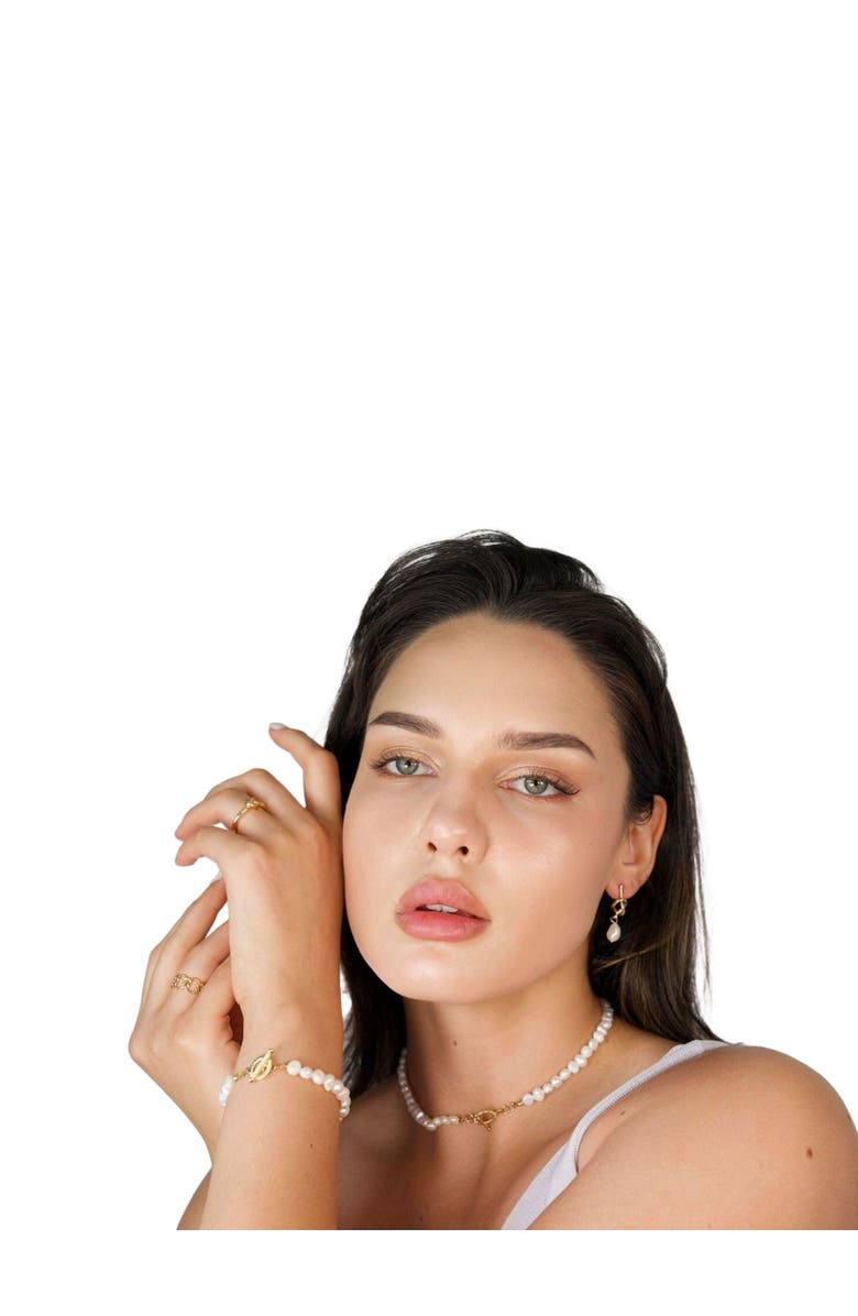 DLORIA Knot Earrings with Pearl Dangle, Alternate, color,